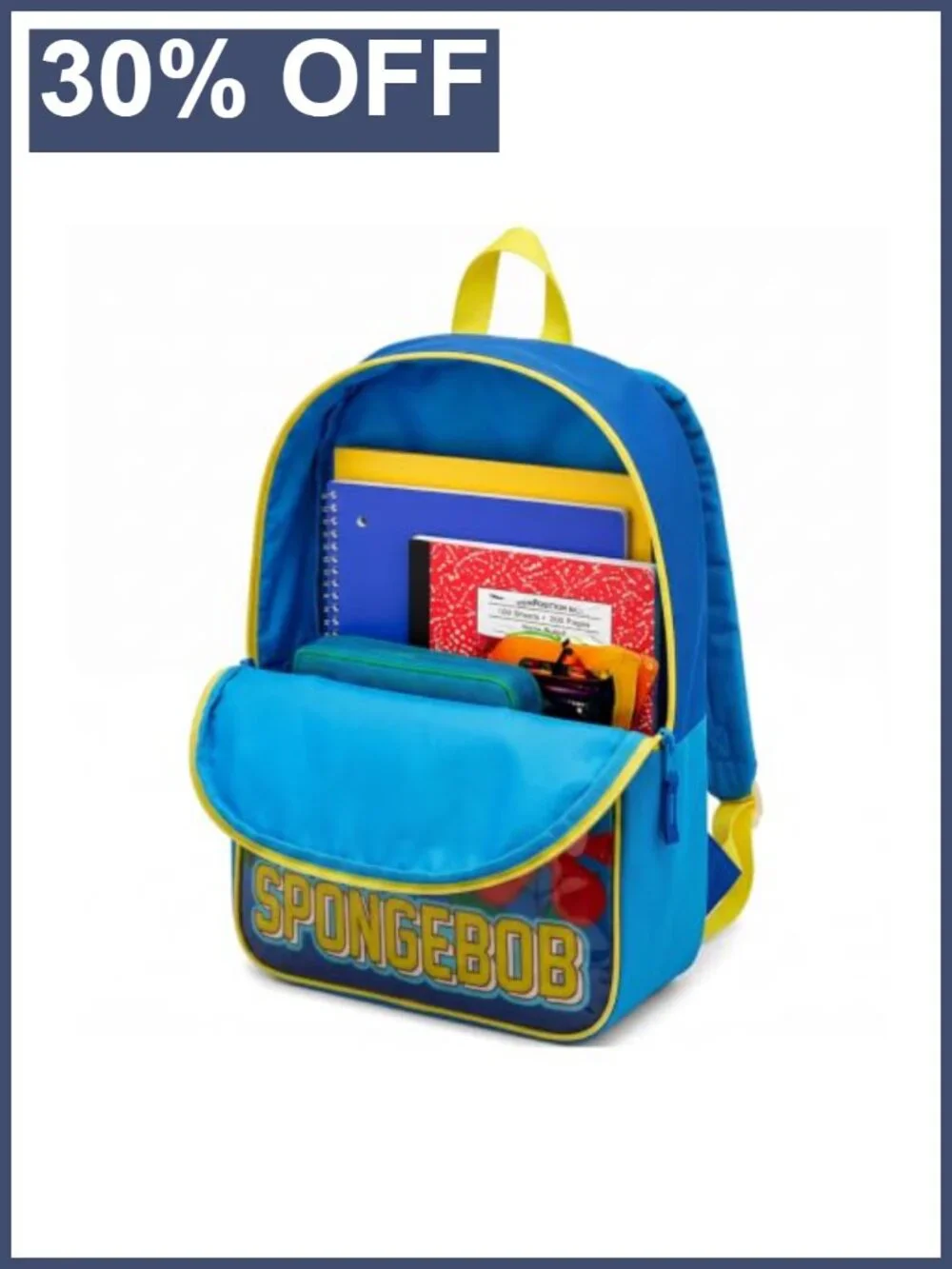 Toddler Spongebob Backpack Padded Straps Zip Compartment 15 Inch
